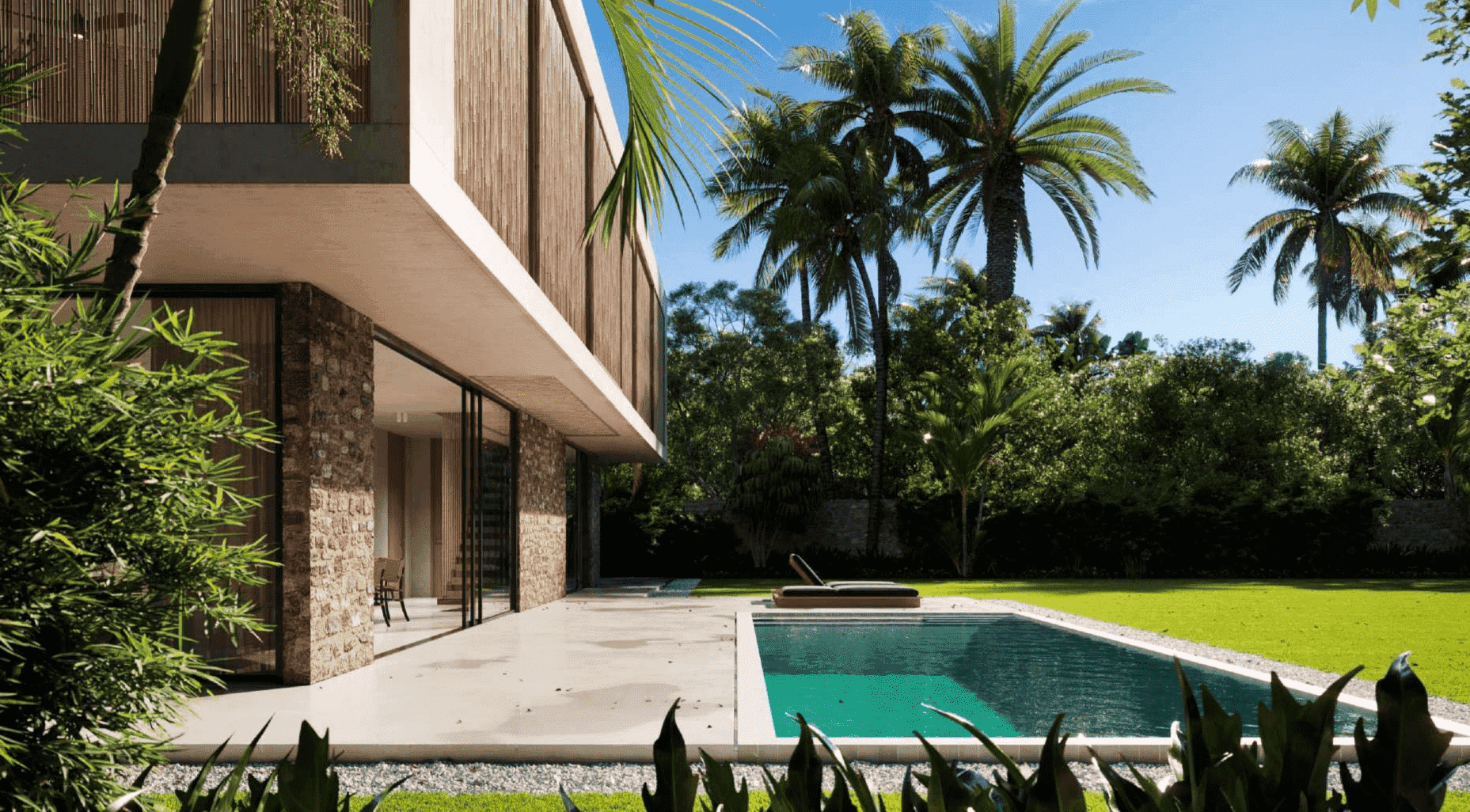 Regolith Village luxury villa with tropical garden and swimming pool